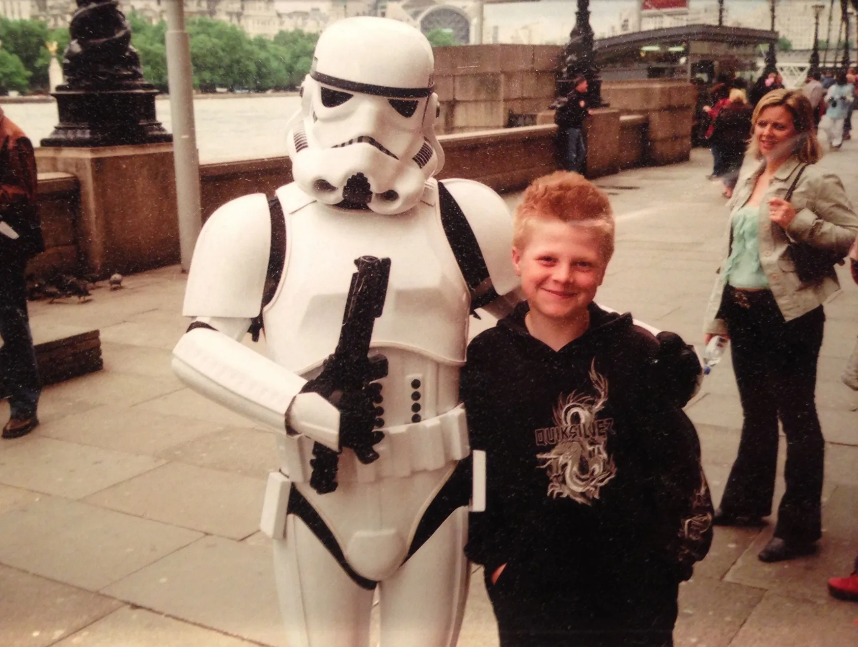 Maximilian in London with a stormtrooper